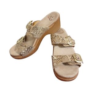 Dansko Snake Embossed Leather Sandals Double Strap Open Toe Mule Sz 8